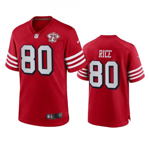 San Francisco 49ers Jerry Rice Scarlet 75th Anniversary Alternate Game Jersey