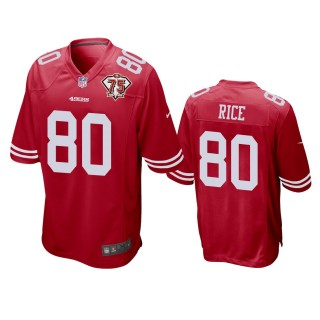 San Francisco 49ers Jerry Rice Scarlet 75th Anniversary Patch Game Jersey