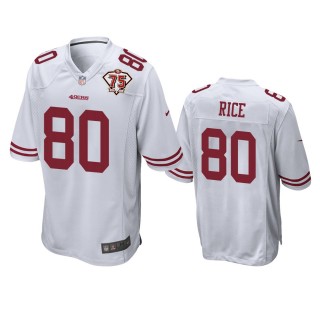 San Francisco 49ers Jerry Rice White 75th Anniversary Patch Game Jersey