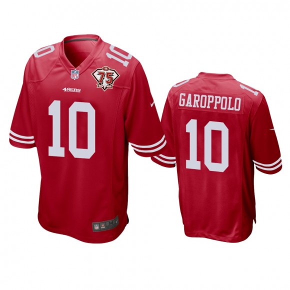 San Francisco 49ers Jimmy Garoppolo Scarlet 75th Anniversary Patch Game Jersey