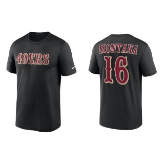 Joe Montana 49ers Men's Wordmark Legend Black T-Shirt