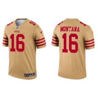 Men's 49ers Joe Montana Inverted Legend Gold Jersey