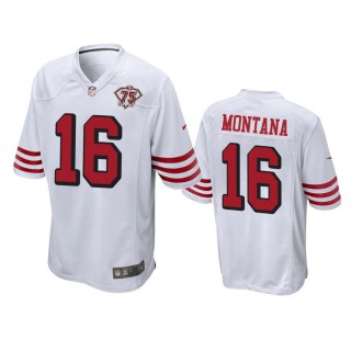 San Francisco 49ers Joe Montana White 75th Anniversary Throwback Game Jersey