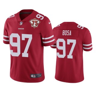 San Francisco 49ers Nick Bosa Scarlet 75th Anniversary Patch Limited Jersey