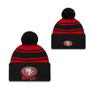 Men's San Francisco 49ers Red 2022 Sideline Cuffed Pom Knit Hat
