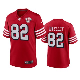 San Francisco 49ers Ross Dwelley Scarlet 75th Anniversary Alternate Game Jersey