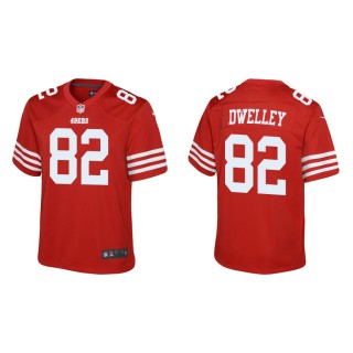 Youth 49ers Ross Dwelley Game Scarlet Jersey
