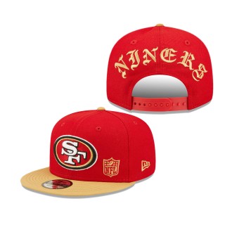 Men's San Francisco 49ers Scarlet Gold Blackletter Arch 9FIFTY Snapback Hat