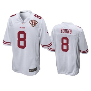 San Francisco 49ers Steve Young White 75th Anniversary Patch Game Jersey