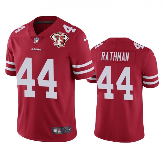 San Francisco 49ers Tom Rathman Scarlet 75th Anniversary Patch Limited Jersey