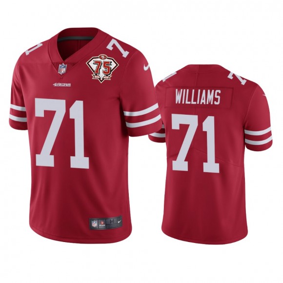 San Francisco 49ers Trent Williams Scarlet 75th Anniversary Patch Limited Jersey