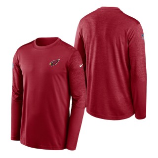 Arizona Cardinals Nike Cardinal Heathered Cardinal Sideline Coaches UV Performance Long Sleeve T-Shirt