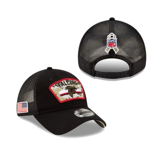 2021 Salute To Service Falcons Black Trucker 9TWENTY Adjustable Hat