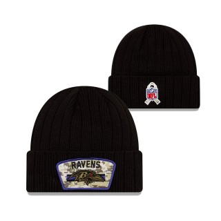 2021 Salute To Service Ravens Black Cuffed Knit Hat