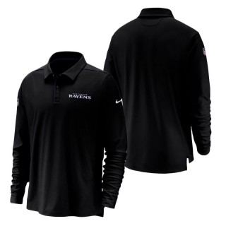 Baltimore Ravens Nike Black Sideline Team Issue UV Long Sleeve Performance Polo