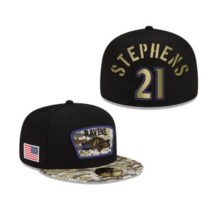 Men's Brandon Stephens Baltimore Ravens Black Camo 2021 Salute To Service 59FIFTY Fitted Hat