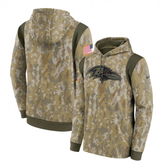 2021 Salute To Service Ravens Camo Therma Performance Pullover Hoodie