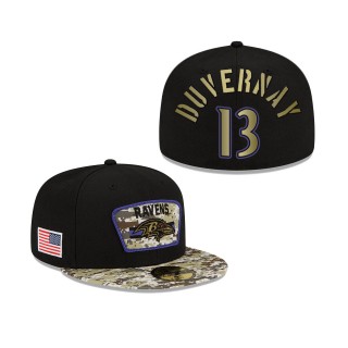 Men's Devin Duvernay Baltimore Ravens Black Camo 2021 Salute To Service 59FIFTY Fitted Hat