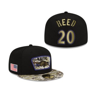 Men's Ed Reed Baltimore Ravens Black Camo 2021 Salute To Service 59FIFTY Fitted Hat