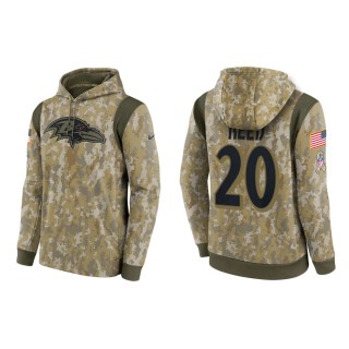 Men's Ed Reed Baltimore Ravens Camo 2021 Salute To Service Therma Hoodie