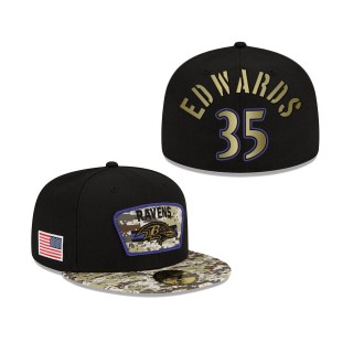 Men's Gus Edwards Baltimore Ravens Black Camo 2021 Salute To Service 59FIFTY Fitted Hat