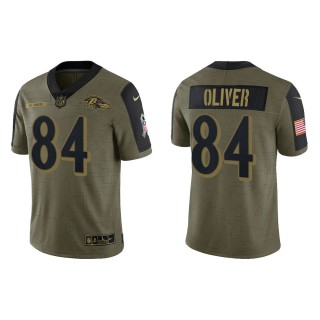 Men's Josh Oliver Baltimore Ravens Olive 2021 Salute To Service Limited Jersey