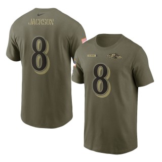 2021 Salute To Service Ravens Lamar Jackson Camo Name & Number T-Shirt