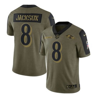 2021 Salute To Service Ravens Lamar Jackson Olive Limited Player Jersey