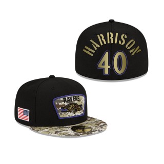Men's Malik Harrison Baltimore Ravens Black Camo 2021 Salute To Service 59FIFTY Fitted Hat
