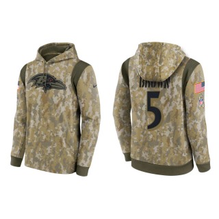Men's Marquise Brown Baltimore Ravens Camo 2021 Salute To Service Therma Hoodie