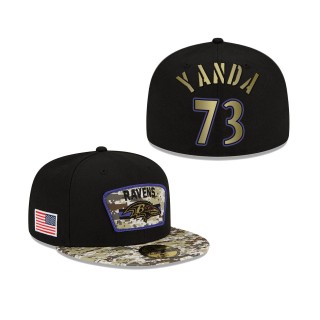Men's Marshal Yanda Baltimore Ravens Black Camo 2021 Salute To Service 59FIFTY Fitted Hat
