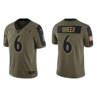 Men's Patrick Queen Baltimore Ravens Olive 2021 Salute To Service Limited Jersey
