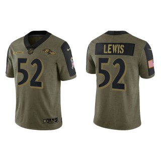 Men's Ray Lewis Baltimore Ravens Olive 2021 Salute To Service Limited Jersey