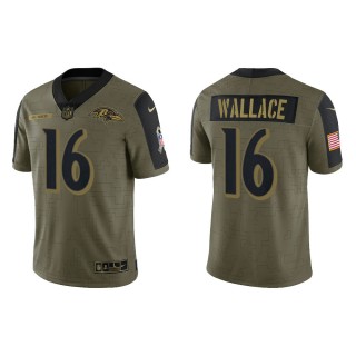 Men's Tylan Wallace Baltimore Ravens Olive 2021 Salute To Service Limited Jersey
