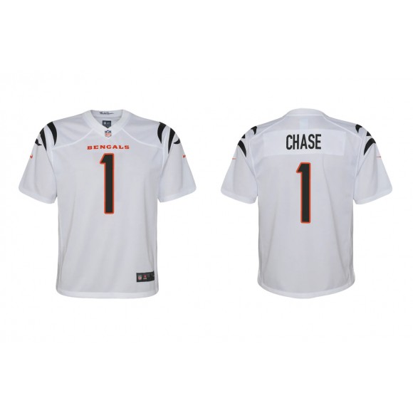 Youth Ja'Marr Chase Cincinnati Bengals White 2021 NFL Draft Jersey