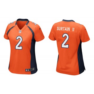 Women's Patrick Surtain II Denver Broncos Orange 2021 NFL Draft Jersey