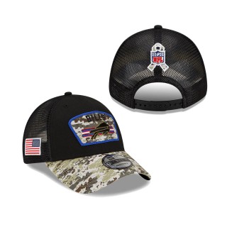 2021 Salute To Service Bills Black Camo Trucker 9FORTY Snapback Adjustable Hat