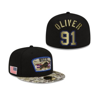 Men's Ed Oliver Buffalo Bills Black Camo 2021 Salute To Service 59FIFTY Fitted Hat