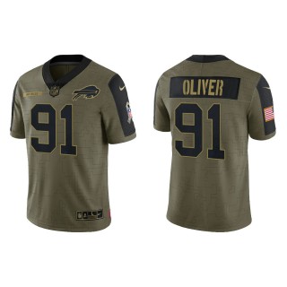 Men's Ed Oliver Buffalo Bills Olive 2021 Salute To Service Limited Jersey