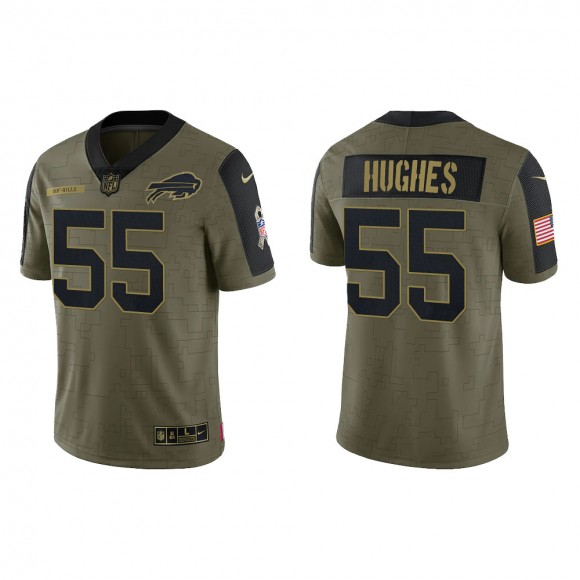Men's Jerry Hughes Buffalo Bills Olive 2021 Salute To Service Limited Jersey