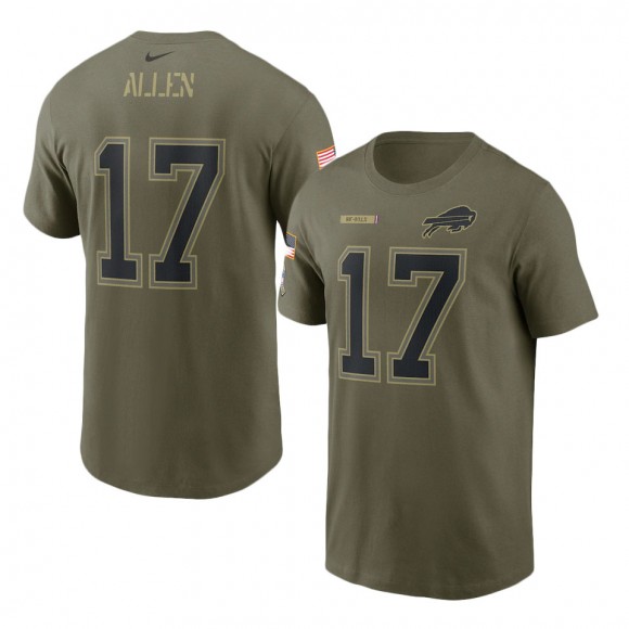2021 Salute To Service Bills Josh Allen Camo Name & Number T-Shirt