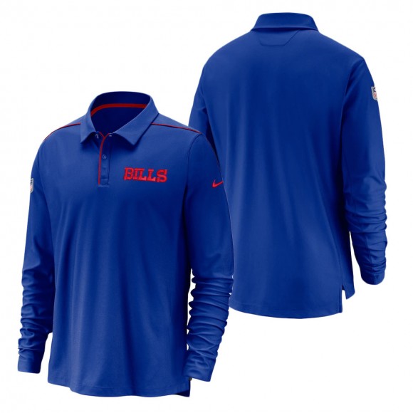 Buffalo Bills Nike Royal Sideline Performance Team Issue UV Long Sleeve Polo