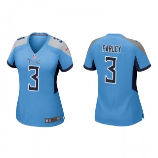 Caleb Farley Light Blue Game Titans Women's Jersey