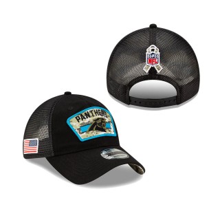 2021 Salute To Service Panthers Black Trucker 9TWENTY Adjustable Hat