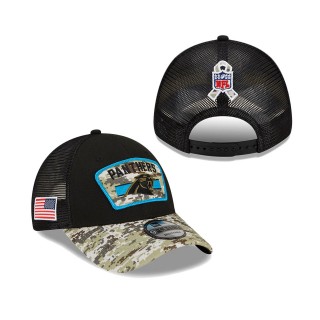 2021 Salute To Service Panthers Black Camo Trucker 9FORTY Snapback Adjustable Hat