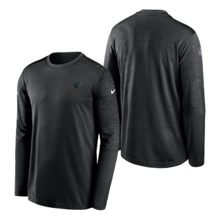 Carolina Panthers Nike Black Heathered Black Sideline Coaches UV Performance Long Sleeve T-Shirt