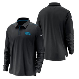 Carolina Panthers Nike Black Sideline Team Issue UV Performance Long Sleeve Polo