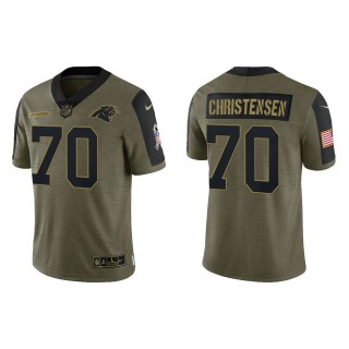 Men's Brady Christensen Carolina Panthers Olive 2021 Salute To Service Limited Jersey