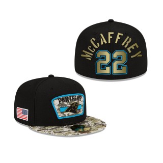 Men's Christian McCaffrey Carolina Panthers Black Camo 2021 Salute To Service 59FIFTY Fitted Hat