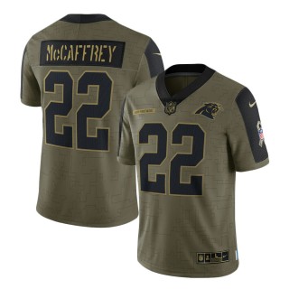 2021 Salute To Service Panthers Christian McCaffrey Olive Limited Player Jersey